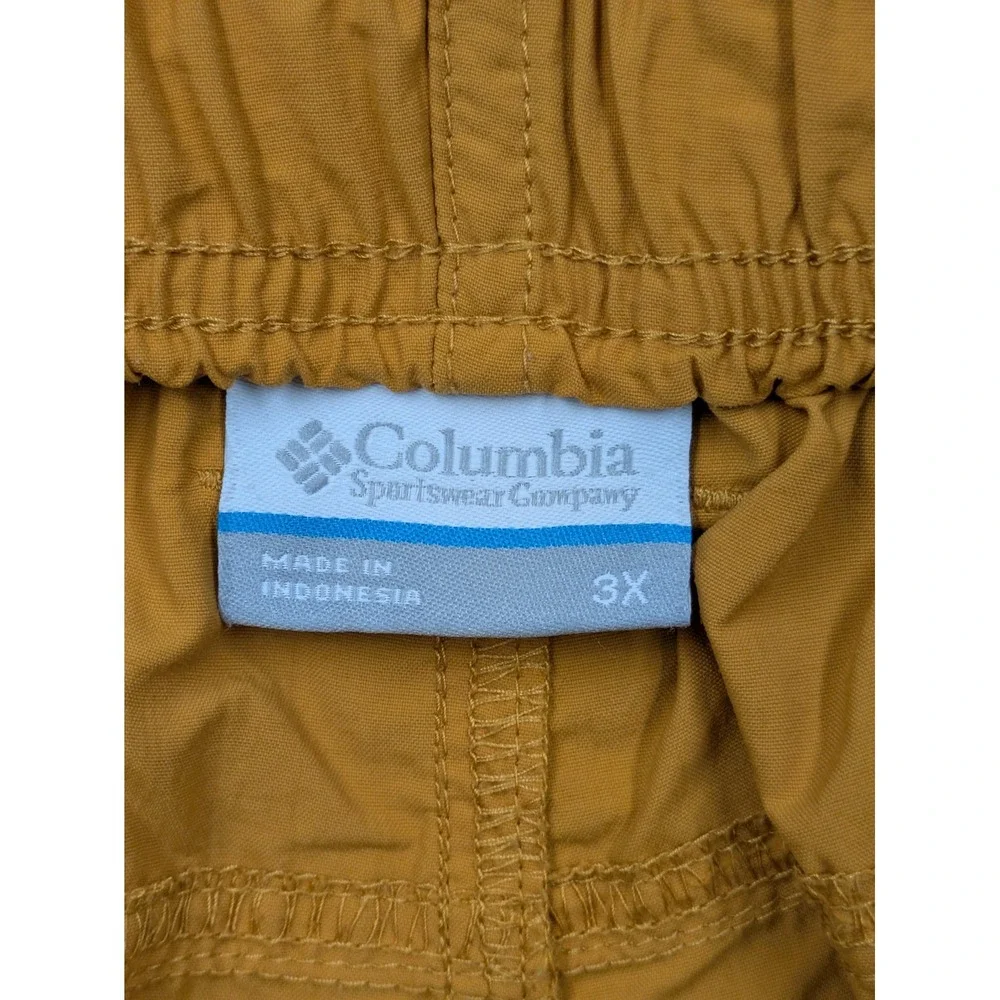Columbia Cargo Shorts Mens 3XL Yellow Nylon Elastic Waist 6 Inseam Quick Dry